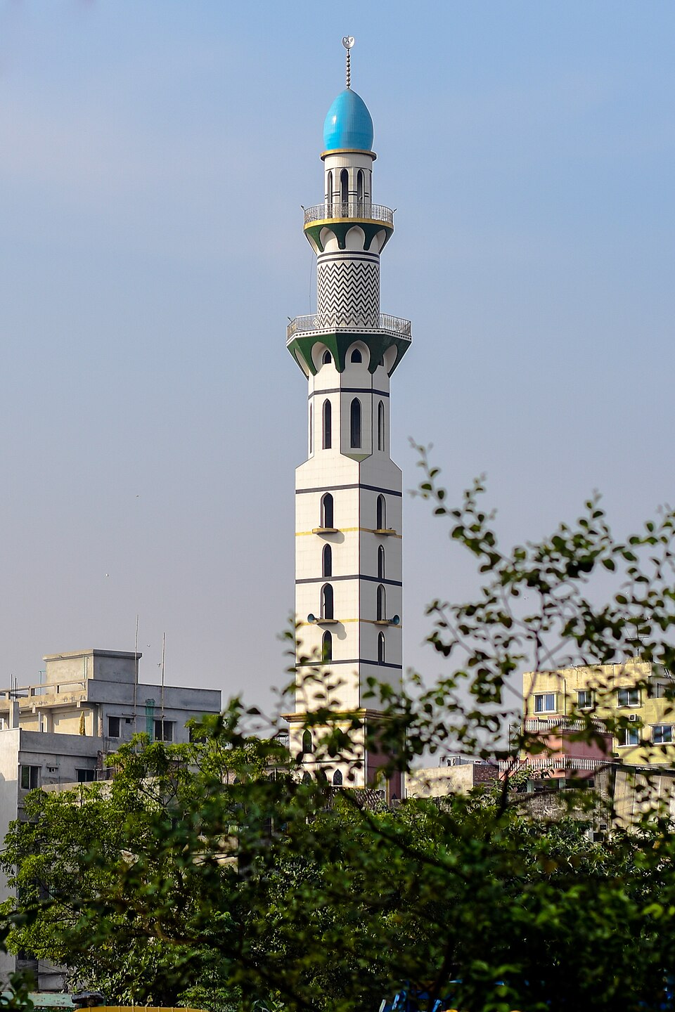 Wide view of blue minaret over Gandaria
